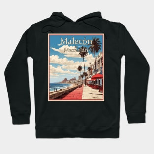 Malecon de Mazatlan Mexico Vintage Poster Tourism Hoodie